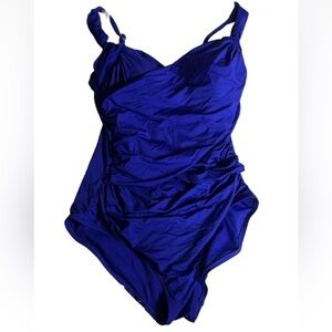 Badgley Mischka royal purple one piece swimsuit with ruching Size 10